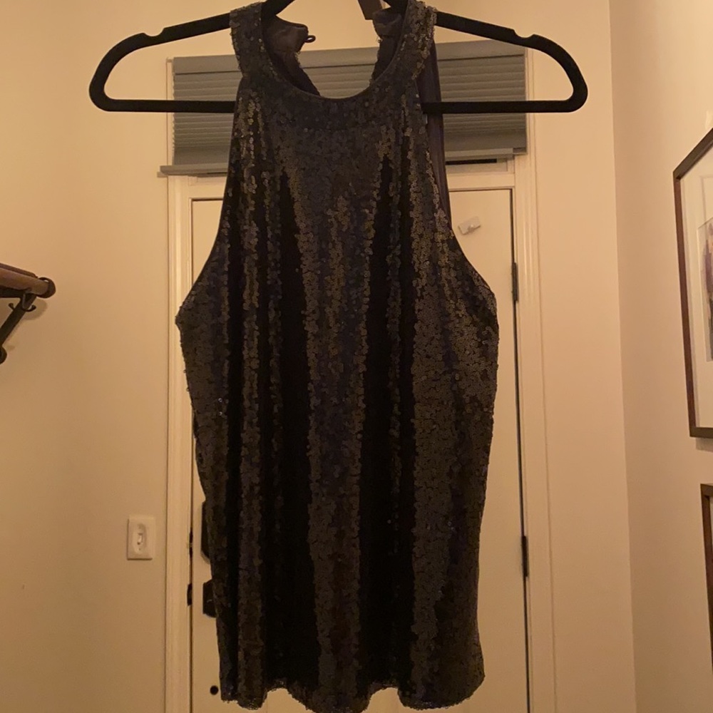 She & Sky | Black Sequin Tank Top